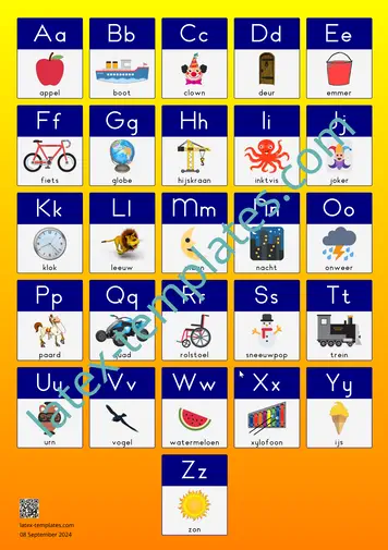 Image of poster of Dutch alphabet, with watermark.