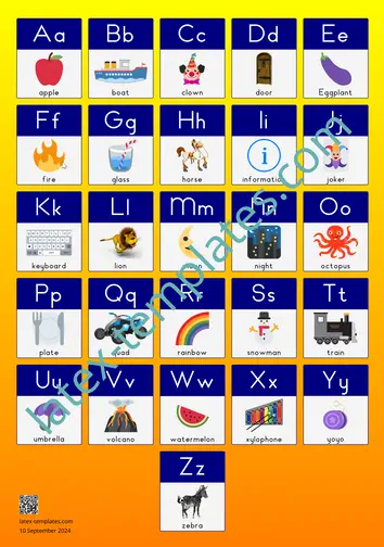 Image of poster of English alphabet, with watermark.