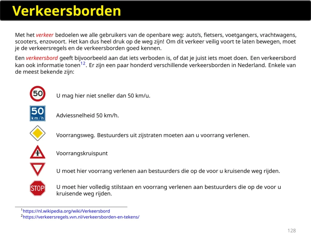 Image of a page with traffic signs from my book 'ken je basis!'